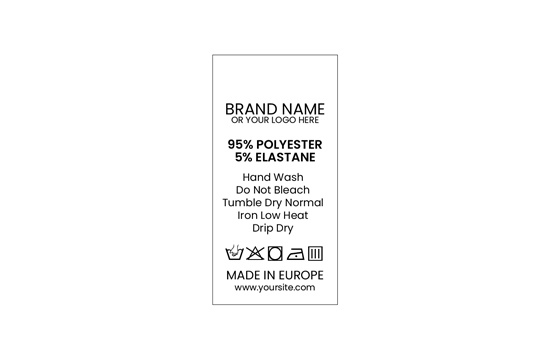 Etykieta pielęgnacyjna Model TC-M182