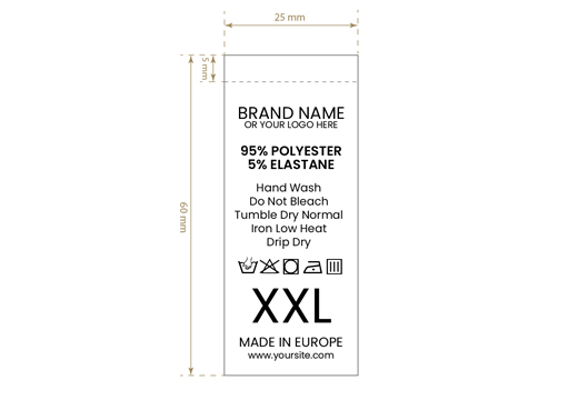 Etykieta pielęgnacyjna z rozmiarem Model TC-M184