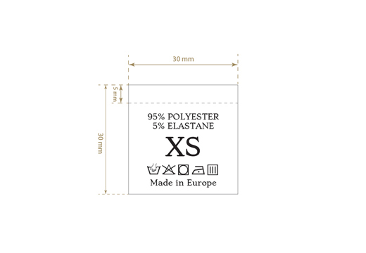 Etykieta pielęgnacyjna z rozmiarem Model TC-M189