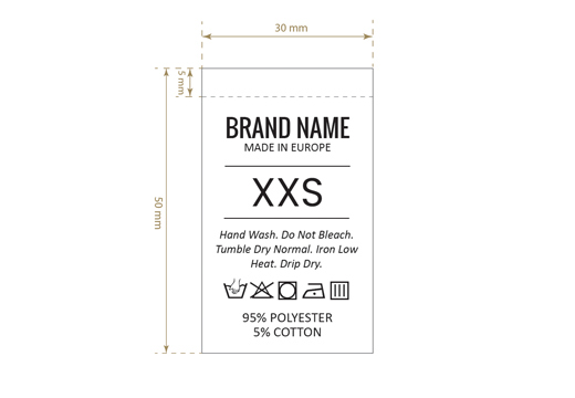 Etykieta pielęgnacyjna z rozmiarem Model TC-M192