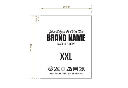 Etykieta pielęgnacyjna z rozmiarem Model TC-M300