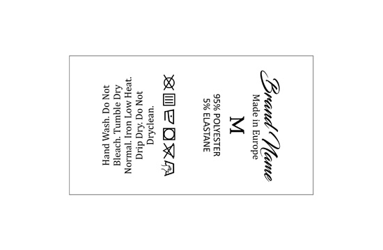 Etykieta pielęgnacyjna z rozmiarem Model TC-M336