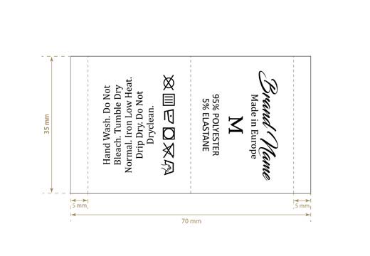 Etykieta pielęgnacyjna z rozmiarem Model TC-M336