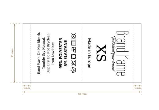 Etykieta pielęgnacyjna z rozmiarem Model TC-M337